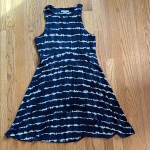 Athleta Navy and White Tie-Dye Midi Dress